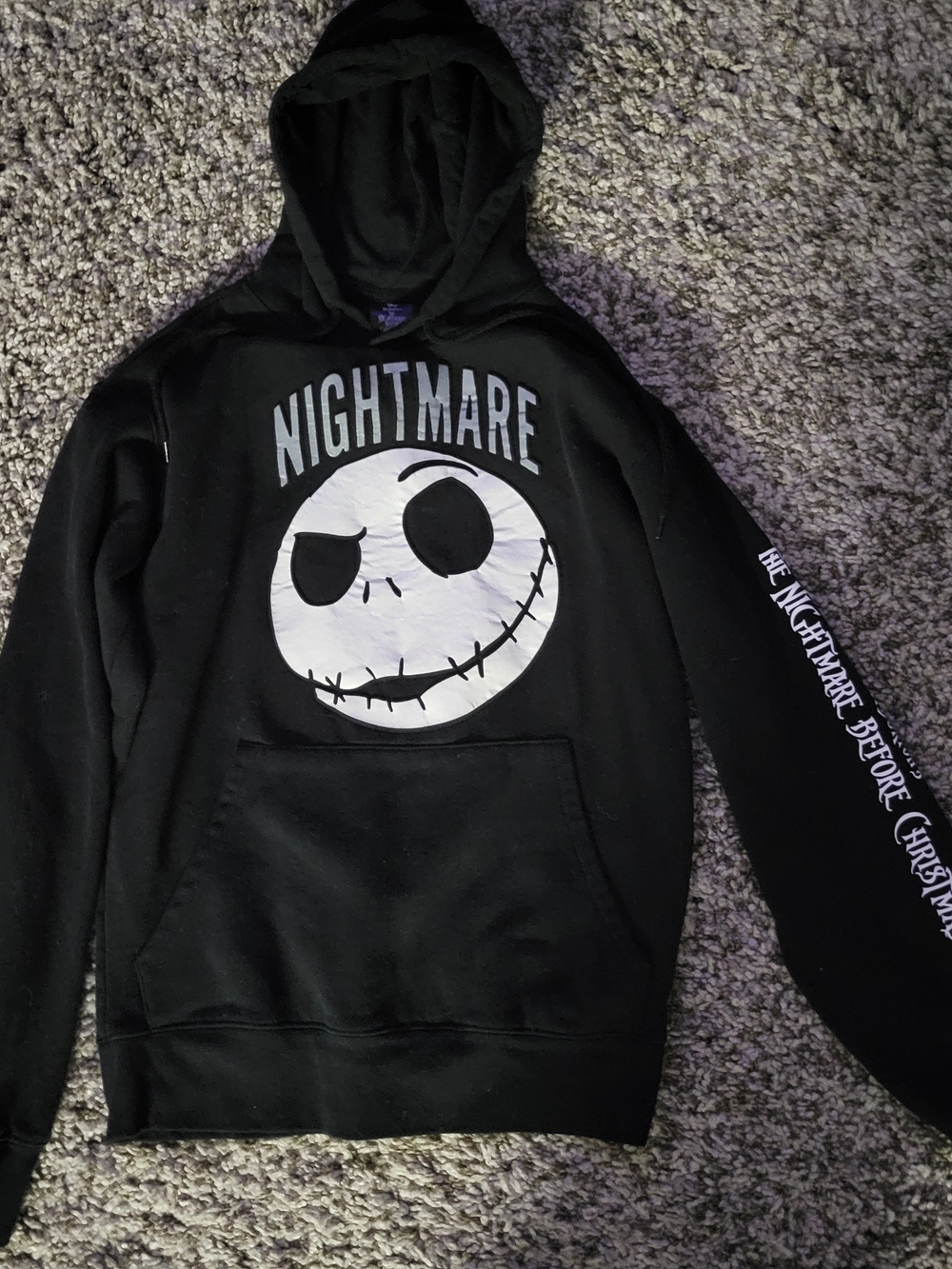 Disney Black Nightmare Before Christmas Jack Skellington Pullover Hoodie XS